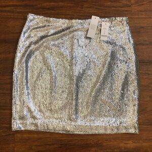 White House Black Market Silver Sequin Mini Skirt